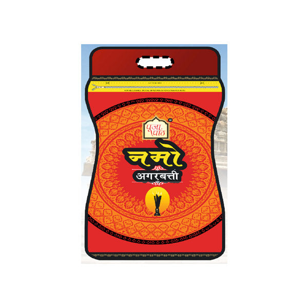 Pooja Paath Namo Zipper Pouch agarbatti Blended 8 inch 400 GRM 30min Black Stick Zip Lock Pouch
