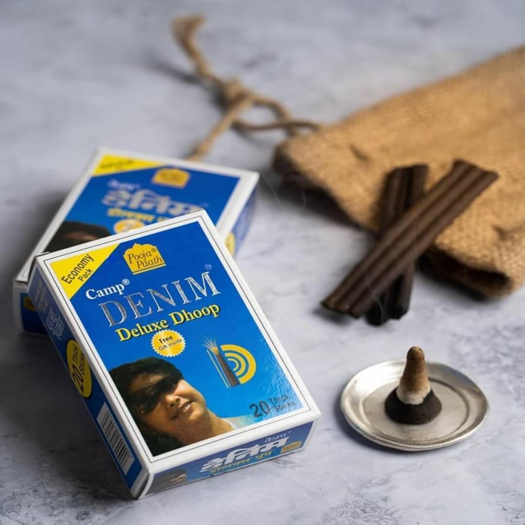 Pooja Paath Denim Doop Rs 30 Blended 30min 20 Sticks WET DHOOP Box Dhoop