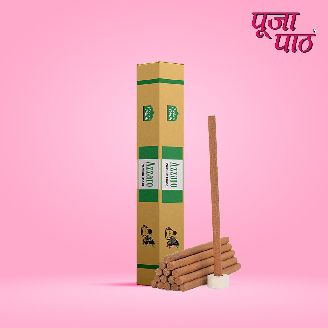 Pooja Paath Premium Dry Stick - Azzaro Blended 8 inch Dhoop 9 Sticks DRY DHOOP Box Blended Dhoop 9 Sticks DRY DHOOP Box