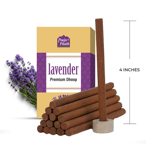 Pooja Paath Lavender Premium Dry Stick Blended Dhoop 30min 9 Sticks WET DHOOP Box