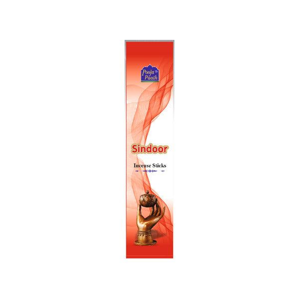 Pooja Paath Sindoor Agarbatti Blended 30min 100 GRM Brown Stick 8 inch Box