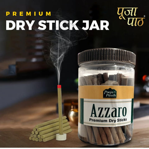 Pooja Paath Premium Dry Sticks Jar - Azzaro Blended Dhoop 30min 110 GRM DRY DHOOP Jar Pack