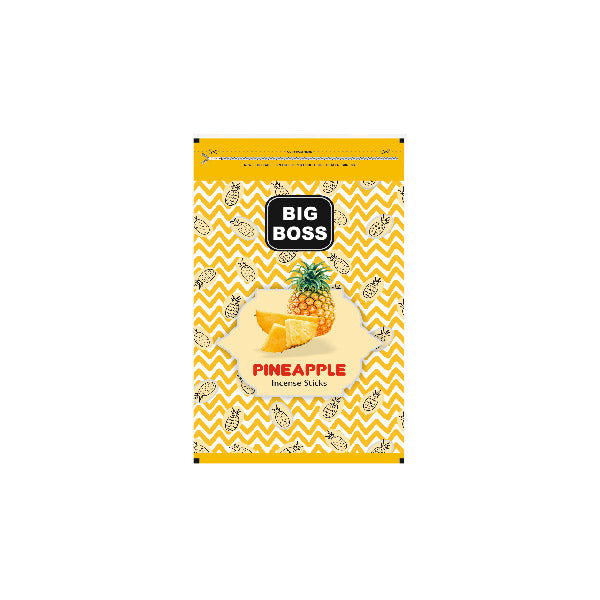 Pooja Paath Big Boss Pine apple Zipper Pouch Agarbatti Blended 8 inch 110 GRM 30min Brown Stick Zip Lock Pouch