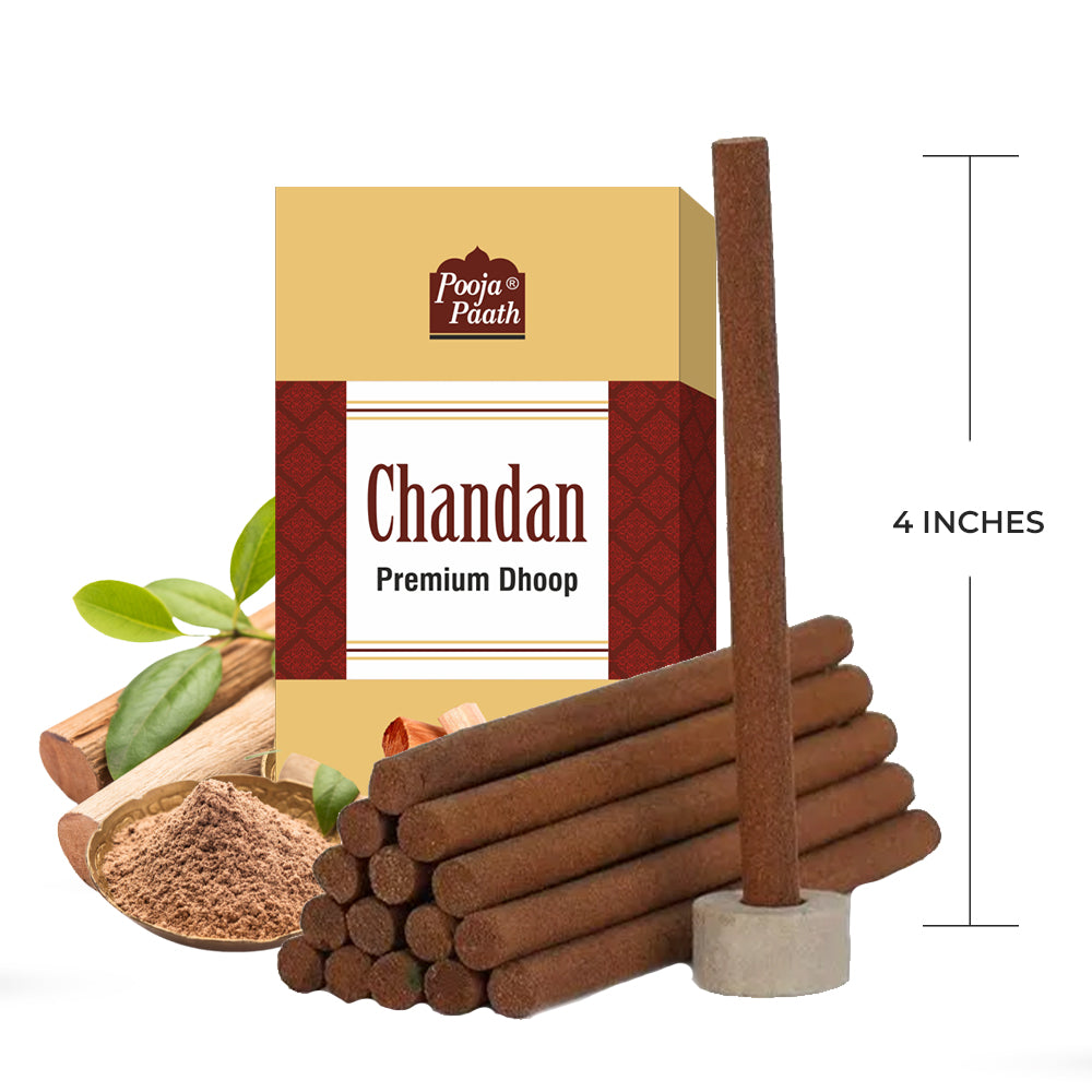 Pooja Paath Chandan Premium Dry Stick Blended Dhoop 30min 9 Sticks WET DHOOP Box