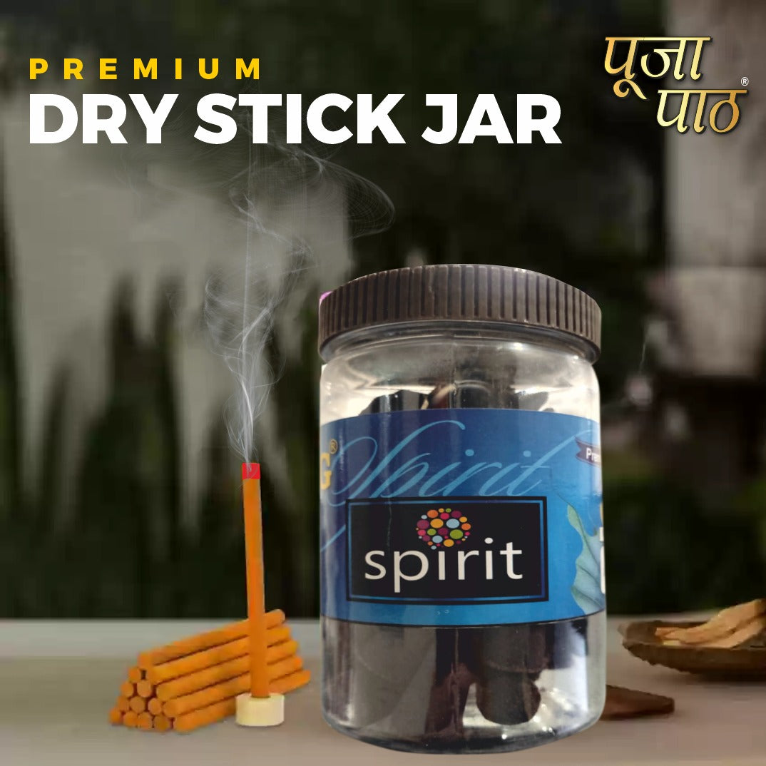 Pooja Paath Premium Dry Sticks Jar - Spirit Blended Dhoop 30min 110 GRM DRY DHOOP Jar Pack