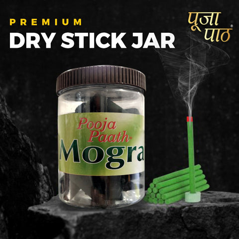 Pooja Paath Premium Dry Sticks Jar - Mogra Mogra Dhoop 30min 110 GRM DRY DHOOP Jar Pack