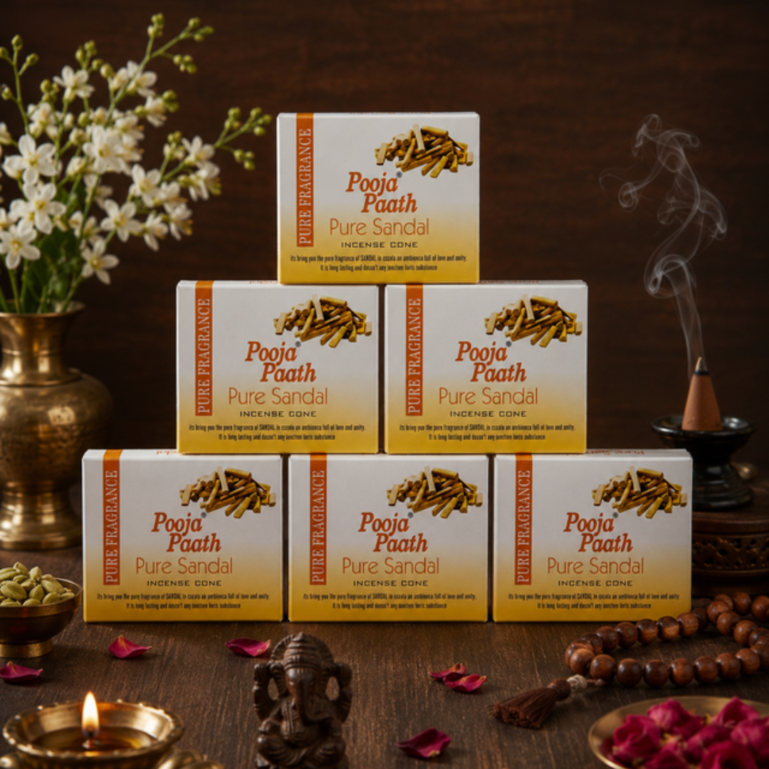 Pooja Paath Cone Dhoop ( Chandan ) - 6 Pack