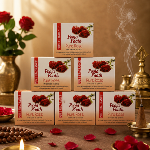 Pooja Paath Cone Dhoop ( Rose ) - 6 Pack