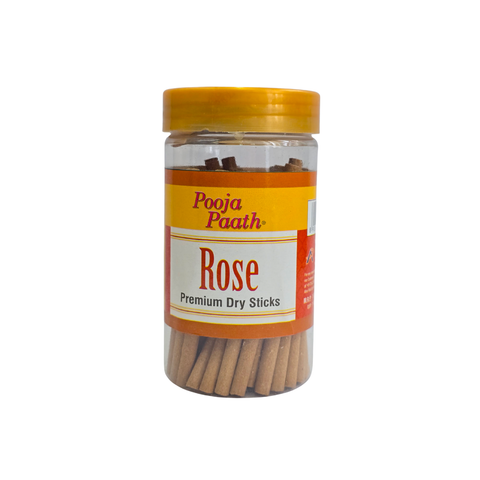 Pooja Paath Premium Dry Sticks Jar - Rose Gulab Dhoop 30min 110 GRM DRY DHOOP Jar Pack