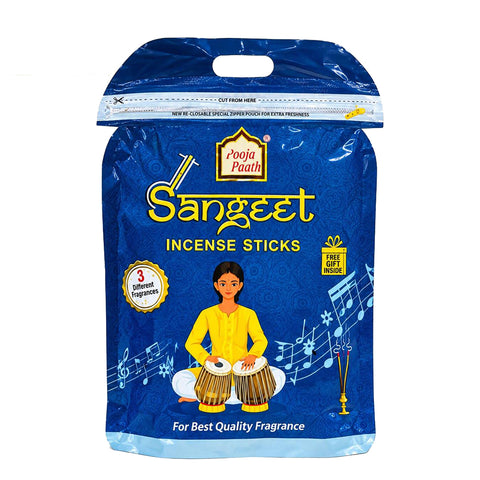 Sangeet Zipper Pouch Agarbatti - 8 Inch - 390 gm - 6 Pack