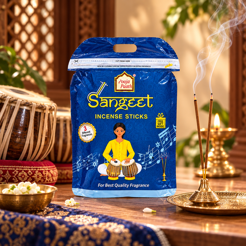 Sangeet Zipper Pouch Agarbatti - 8 Inch - 390 gm - 6 Pack