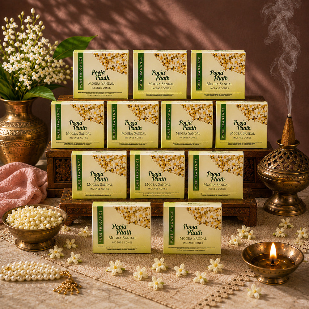 Pooja Paath Cone Dhoop ( Mogra ) - 12 Pack
