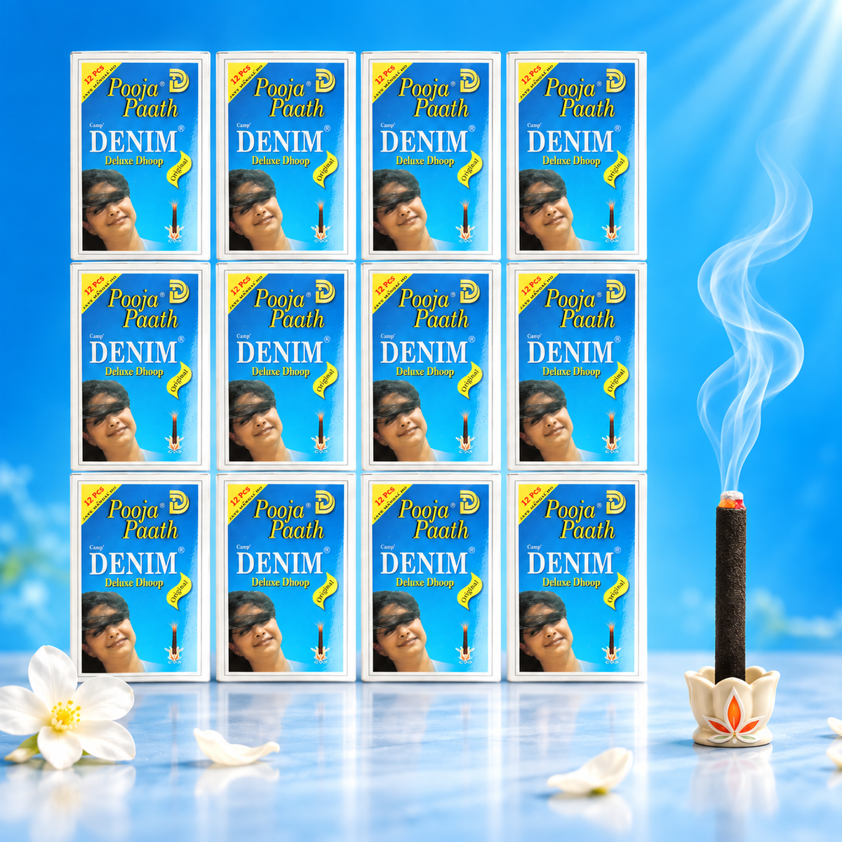 Combo Denim Deluxe Dhoop - 12 Box- 10 Stick - 3 Inches Each