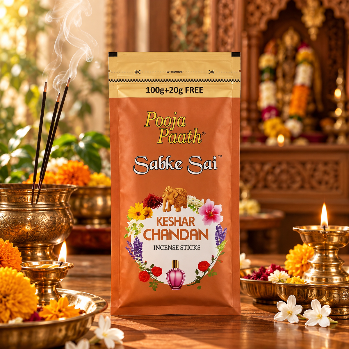 Sabke Sai Keshar Chandan Agarbatti - 6 Pack