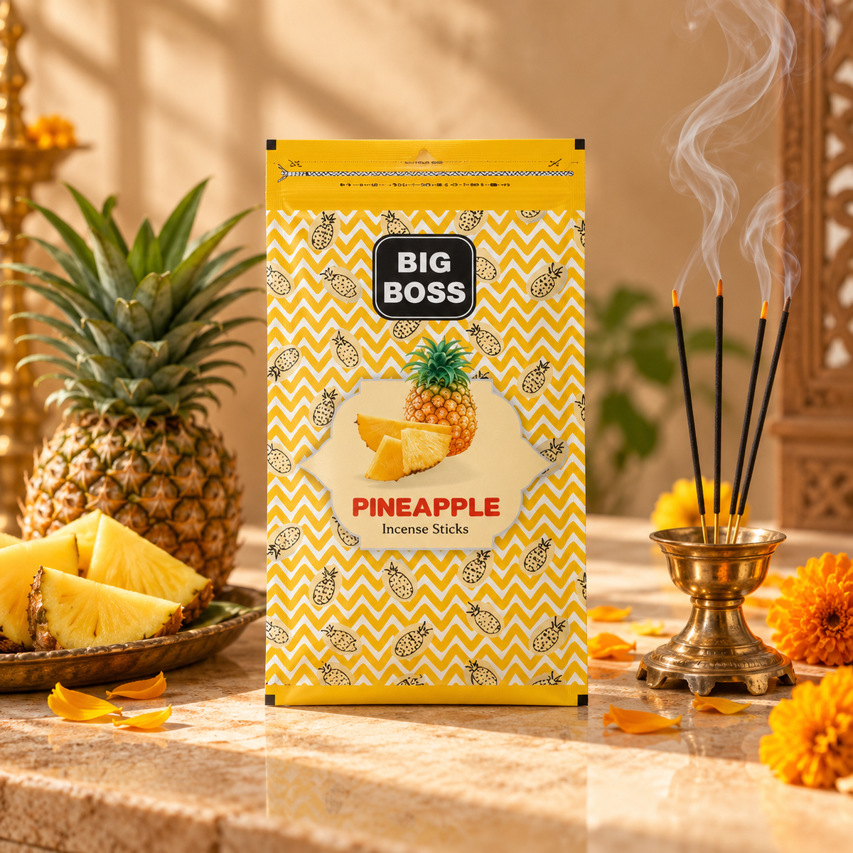 Big Boss Pineapple Zipper Pouch Agarbatti - 2 Pack