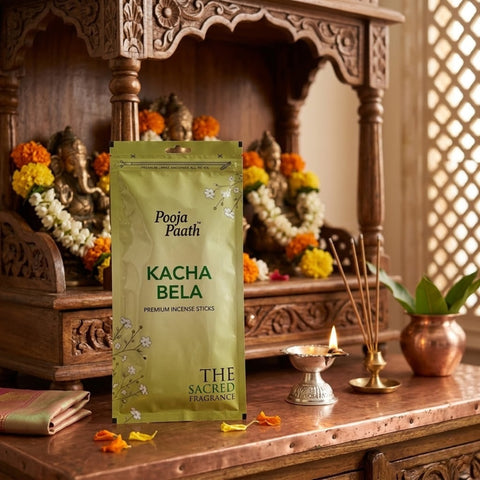 Pooja Path Kacha Bela Zipper Pouch