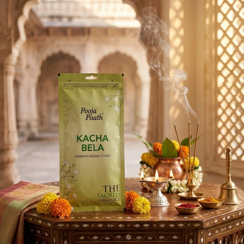 Pooja Path Kacha Bela Zipper Pouch
