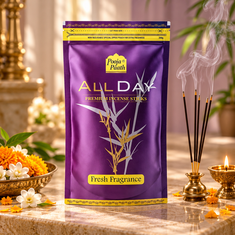 All Day Zipper Pouch Agarbatti - 8 Inch - 100 gm - 6 Pack