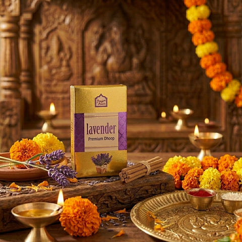 Premium Lavender Dry Dhoop Sticks Box - 3 Pack