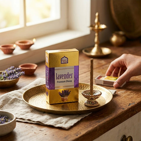 Premium Lavender Dry Dhoop Sticks Box - 3 Pack